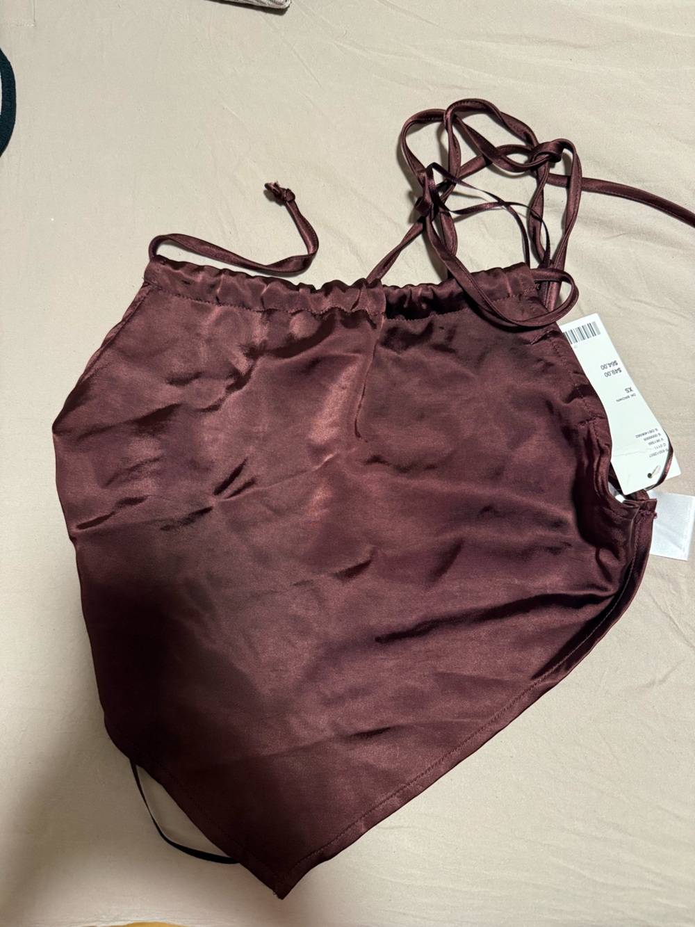 Urban Outfitters Satin Halter Cami in Dark Brown